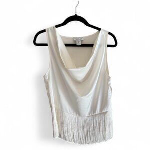 Elegant White Fringe Tank Top
